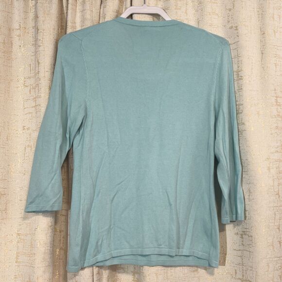 J. McLaughlin Pullover Sweater Top w/ Built-in Necklace Light Blue Womens Medium - Picture 2 of 5